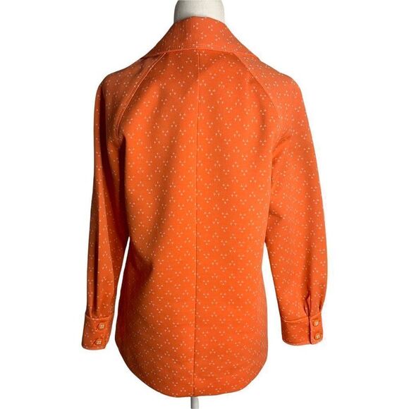 Vintage 70s Catalina Double Knit Leisure Pant Suit M Orange Bellbottoms Polyeste - Picture 4 of 10